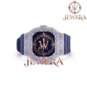 Hot Sale Luxury Moissanite Diamond Black <b>Rubber</b> Strap <b>Watch</b> for Daily Wear Parties and Street Fashion Available for Sale - Product Image 1