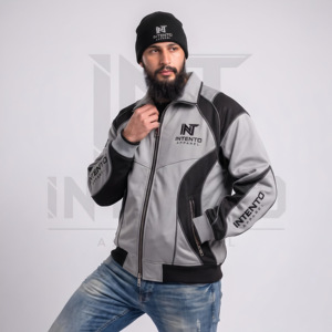 เสื้อแจ็คเก็ตผู้ชาย INTENTO APPAREL รุ่น Racer สำหรับฤดูหนาว สีแดงขาว แต่งลายปัก คอตั้ง ซิปหน้า ทรงเข้ารูป สปอร์ต ผลิตจากผ้าฝ้าย 100% - Product Image 5