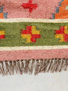 Rustic Colorful Wool Jute Area <b>Rug</b> Handwoven <b>Boho</b> Kilim Geometric Tribal Dhurrie Custom Size Living Room Floor Carpet - Product Image 4