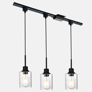 Lampada a Sospensione Dimmerabile a 3 Luci Tipo H con Paralume in Vetro Smerigliato, Montaggio su Binario (Binario NON Incluso) - Lampadari e Luci a Sospensione - Product Image 3