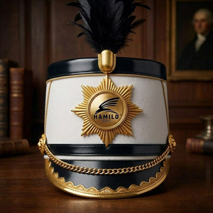 Sombrero shako clásico de lana que ofrece una estructura cómoda y un diseño histórico atractivo para músicos. Sombreros shako en venta. - Product Image 3