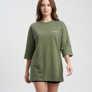 Women's Longline Oversized Crew Neck Cotton T Shirt Three Quarter Sleeve Lightweight Loose Casual Custom Clothing - Product Image 6