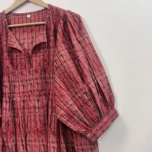 Vestido Casual Midi para Mujer, Tejido 100% Algodón, Liso, Manga Corta, Cintura Imperio, Estilo Babydoll, Cuello en V, Holgado, Funcional - Product Image 4