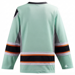 Jersey de Hockey sobre Hielo Personalizado Verde Menta 2026 para Hombre, con Logotipo y Nombre Personalizados, Cuello en V, Manga Larga, Tejido de Malla Transpirable, 100% Poliéster - Product Image 2