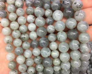 ลูกปัดลาบราโดไลท์สีขาวเทา ลูกปัดหินอัญมณีทรงกลมธรรมชาติ สำหรับทำเครื่องประดับ งานฝีมือ DIY - Product Image 4