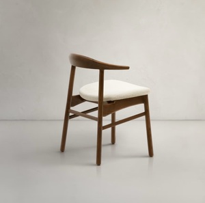 Modern Solid Teak <b>Dining</b> <b>Chair</b> with Curved Backrest and Upholstered Seat Elegant Mid Century Design for Home, Cafe & Restaurant - Product Image 4