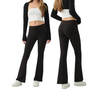 Leggings de yoga coupe bootcut à taille haute et ourlet fendu pour femme, marque privée, respirants, écologiques, extensibles, pour le fitness - Product Image 1