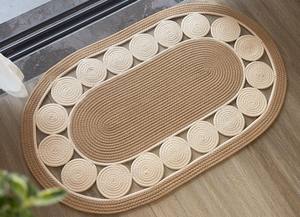 Tapis d'extérieur de luxe personnalisé, moderne, écologique, en coton, fabriqué à la machine, à motif floral, ovale, tressé, adapté aux animaux domestiques, résistant aux taches et antidérapant - Product Image 4