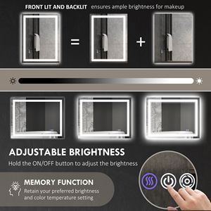 Specchio da Bagno LED Retroilluminato/Luminoso Frontalmente 32x24" con Dimmer e Antiappannamento, Temperatura Colore Regolabile Infinitamente per Appartamenti - Product Image 4