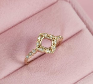 Handmade Rose Gold 925 Silver 6mm Cushion <b>Blank</b> Semi Mount Half Eternity <b>Ring</b> Stone Setting Keepsake DIY Zircon Jewelry Findings - Product Image 2