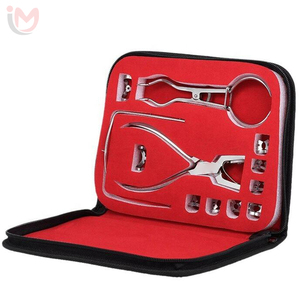 High Quality Class I Red Case Manual Dental Rubber Dam <b>Punch</b> <b>Set</b> Stainless Steel Surgical Clamps Forceps OEM - Product Image 6