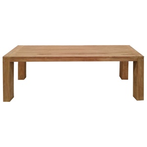 Mesa de comedor de madera de teca maciza Rectangular minimalista moderna patas gruesas tablón ancho para patio al aire libre playa patios parques villas - Product Image 2