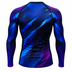 เสื้อรัดกล้ามเนื้อแขนยาวสำหรับบราซิลเลียนยิวยิตสู (BJJ) แบบ OEM แบรนด์ส่วนตัว ผลิตเสื้อผ้าฝึกซ้อม MMA แบบซับลิเมชั่นตามสั่ง ผู้ผลิตและส่งออก - Product Image 2