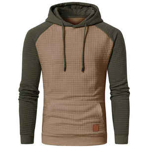 Mens <b>Quilted</b> Two Tone Hoodie Casual Pullover Sweatshirt Winter Streetwear - Product Image 1