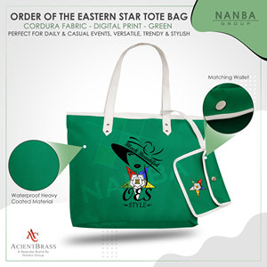 Sac fourre-tout maçonnique vert imperméable avec fermeture éclair, broderie style OES, Eastern Star, Si-star, Sassy & Classy - Product Image 3