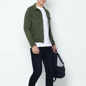 Veste en jean vert olive personnalisée, vente en gros, poches à rabat sur la poitrine, fermetures à boutons, vêtements de travail décontractés, vêtements d'extérieur pour hommes, OEM USA Bulk Co - Product Image 3