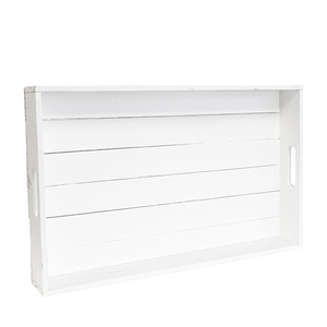 Bandeja de Servir Rectangular de Madera Rústica Estilo Granja con Asa y Acabado Desgastado para Hotel, Hogar, Mesa de Centro - Product Image 5