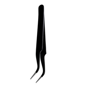 Eyelash Tweezers Black Color Coated Handle Metal Steel Pointed Tip Curved Volume <b>Extension</b> Eyelash Tweezers - Product Image 4