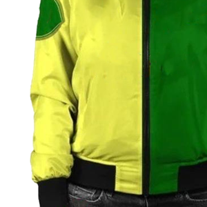 Chi eta Two Tone Contrast Women Silk Satin Bomber <b>Jacket</b> Custom Applique Embroidery Patch Sorority College - Product Image 2