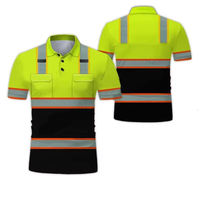 Camiseta de Cuello Alto para Hombre, Alta Visibilidad, para Construcción, Manga Corta, Antiarrugas, Estilo Urbano, Reflectante, Ropa de Seguridad para Verano