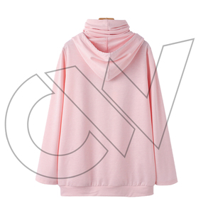 เสื้อฮู้ดผู้หญิงทรงโอเวอร์ไซส์ ผ้าฟลีซเนื้อนุ่ม สีชมพูล้วน ผลิตจากผ้าฝ้ายถัก ระบายอากาศได้ดี แห้งเร็ว คุณภาพดีจาก Carewear Sports - Product Image 2