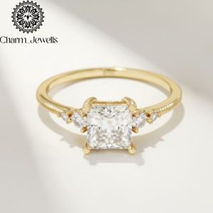 แหวนหมั้น Charm_Jewells ชุบทอง 22k เงินแท้ ประดับเพชรโมอิสซาไนต์ทรงคุชชั่น ตัวเรือนแบบหนามเตย รับรองโดย IGI น้ำหนัก 3 กรัม ดีไซน์คลาสสิกสำหรับทุกเพศ - Product Image 3