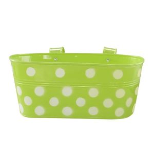 Pots de fleurs suspendus à pois colorés pour jardinières avec fleurs violettes - Product Image 6