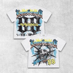 Camiseta Gráfica Gótica Vintage Personalizada para Hombre, de Cuello Redondo y Manga Corta, Ajuste Holgado, con Estampado de Calavera Flameante, 100% Algodón - Product Image 3