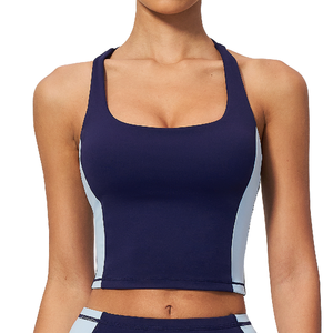 Débardeur de yoga contrasté pour femme avec soutien-gorge de sport push-up, bretelles convertibles, extensible, respirant, antichoc, pour le fitness - Product Image 4