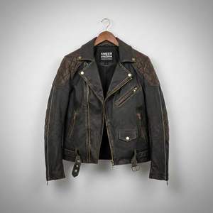 Blouson de motard en cuir véritable marron vieilli pour homme, style vintage, fabricant OEM/ODM - Product Image 1