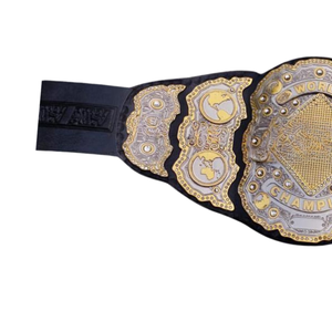 Cinturón de Campeón Mundial de Lucha Libre, Diseño Dorado y Negro, Cinturón de Título Personalizable en Cuero, Artículo de Colección Premium, Campeón Deportivo - Product Image 4
