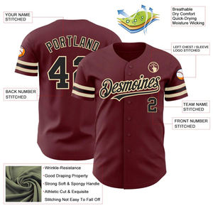 Custom Design Baseball Jersey Team Uniform Sportswear Breathable Mesh Fabric Logo <b>Name</b> Number Bulk Wholesale USA - Product Image 3
