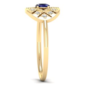 Anillo de Compromiso REYES Hecho a Mano en Plata de Ley 925 con Zafiro Azul y Halo de Moissanita para Ocasiones Especiales - Product Image 3