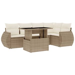 Ensemble de canapés de jardin en rotin PE beige avec structure en acier thermolaqué et verre trempé - Product Image 2