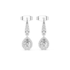Pendientes de Oro Amarillo de 14K con Diamantes Cultivados en Laboratorio, Redondos y en Forma de Pera, para Mujer |   Diamante Cultivado Nuevo - Product Image 3