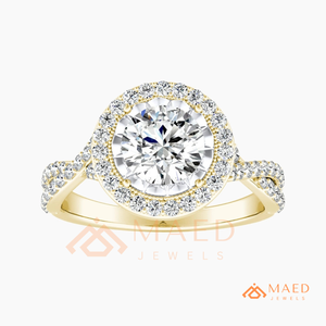 Round Cut Moissanite Halo Ring Gold Engagement Ring Women Bridal Anniversary Jewelry <b>Gift</b> USA Elegant Style - Product Image 5