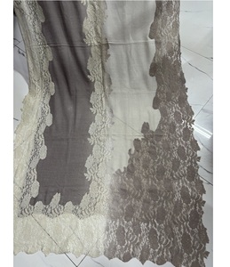 New Cashmere scarf with lace decoration in 2 colors Double Tone Lace Decorated Wool <b>Shawl</b> Scarf women <b>shawl</b> <b>wrap</b> pashmina stole - Product Image 1