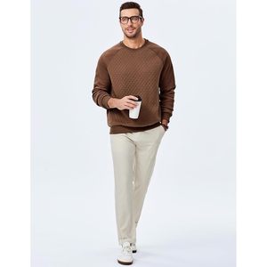 Sudadera Personalizada para Hombre, Cuello Redondo, Informal, Otoño Invierno 2025, Textura de Diamante, Felpa, Cómoda, Manga Larga - Product Image 3