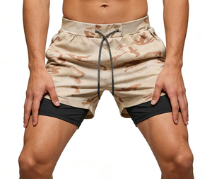 Shorts de course athlétiques 2-en-1 pour hommes, double couche, légers, respirants, séchage rapide, unis, pour entraînement en salle de sport, OEM ODM en gros - Product Image 3