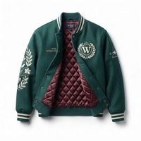 Vestes universitaires brodées de qualité supérieure avec des patchs en chenille personnalisés, tissu en mélange de laine, style classique Letterman, vestes pour hommes
