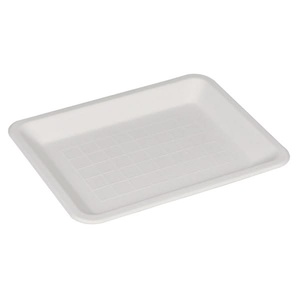 Barquette alimentaire robuste en fibre de bagasse de canne à sucre biodégradable 10x6 pouces, emballage personnalisable pour fêtes et mariages - Product Image 1