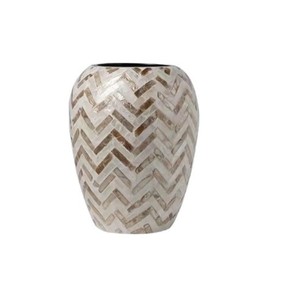 Handmade Mother of Pearl <b>Mosaic</b> Decorative <b>Vase</b> for Living Room Table Centerpiece Coastal Farmhouse Home Decor from Vietnam - Product Image 1