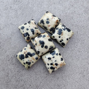 Cabochon carré en jaspe dalmatien naturel, dos plat, calibré, pierre précieuse en vrac - Product Image 4