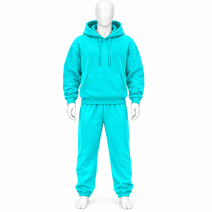 Ensemble de survêtement pour homme à capuche, grande taille, 100% coton, avec logo, couleur unie automne, design personnalisé, short, impression flamme délavée à l'acide - Product Image 1
