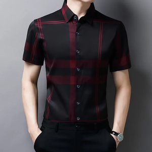 New Men's Business Casual Short Sleeved Shirt <b>No</b> Iron and Wrinkle Resistant Top - Product Image 4