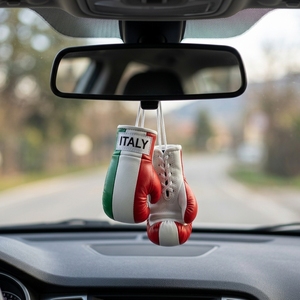 Mini-gant de boxe UMIRX à suspendre pour voiture, motif drapeau italien, en PU, avec sangle de poignet réglable pour fermeture, style sac de frappe - Product Image 4