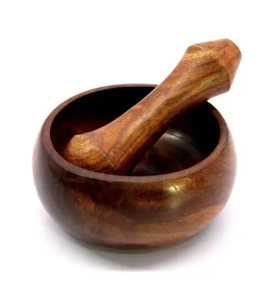 Dark Wood Mortar Pestle Set Solid Wooden Spice <b>Grinder</b> Round <b>Herb</b> Crusher Garlic Press Manual Kitchenware Bowl Set - Product Image 1