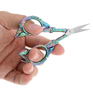 Tijeras retro para cutículas con funda de cuero, diseño vintage de pájaro, tipo 4.6, herramienta de costura, manualidades DIY, corte de hilo, tela y costuras - Product Image 4