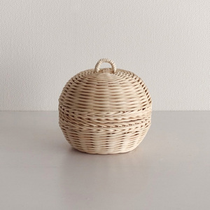 Mini rattan storage container trinket jewelry display <b>box</b> <b>round</b> shape lidded boxes low cost - Product Image 3