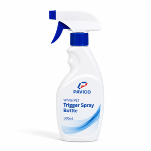 Botella de Spray PET Blanca de 500 ml con Pulverizador Azul para Limpiador de Vidrios, Envase para Limpieza del Hogar, Fábrica en Vietnam - Product Image 1